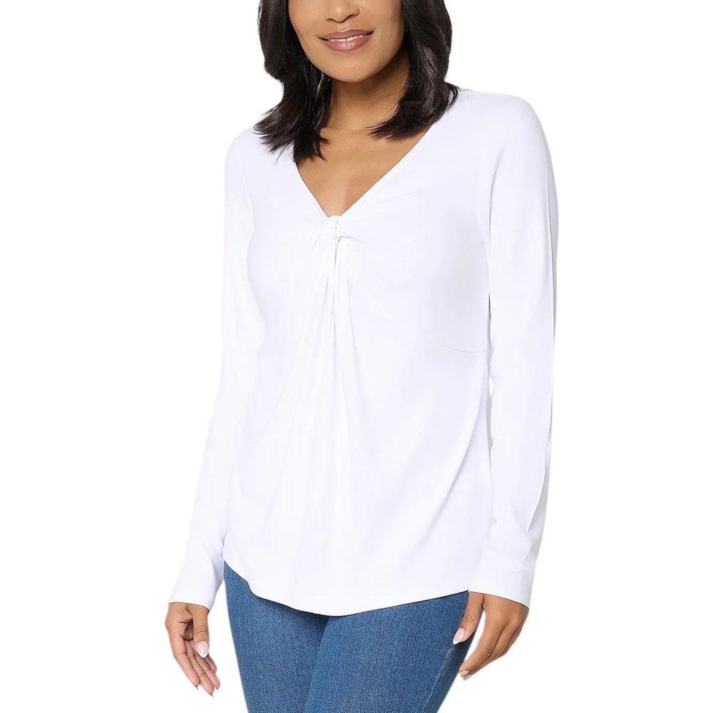 Mally Roncal V-Neck Love You Knot Knit Top White - Regular